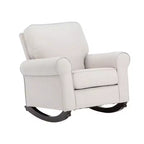 Sillón balancín Royal Hampton de 37 pulgadas, asiento con resortes ensacados, estructura de madera, tapizado suave de color beige