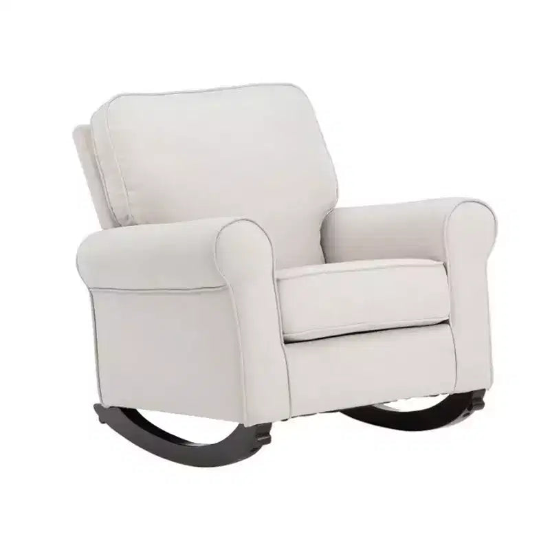 Sillón balancín Royal Hampton de 37 pulgadas, asiento con resortes ensacados, estructura de madera, tapizado suave de color beige