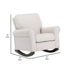 Sillón balancín Royal Hampton de 37 pulgadas, asiento con resortes ensacados, estructura de madera, tapizado suave de color beige