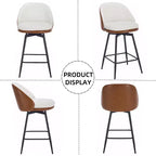 Swivel Bar Stools Set of 2, Counter Bar Chairs with Back and Metal Legs, Upholstered Barstools for Kitchen Island, Dining Room