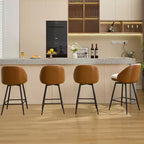Swivel Bar Stools Set of 2, Counter Bar Chairs with Back and Metal Legs, Upholstered Barstools for Kitchen Island, Dining Room