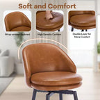 Swivel Bar Stools Set of 2, Counter Bar Chairs with Back and Metal Legs, Upholstered Barstools for Kitchen Island, Dining Room