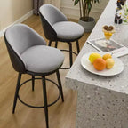 Swivel Bar Stools Set of 2, Counter Bar Chairs with Back and Metal Legs, Upholstered Barstools for Kitchen Island, Dining Room