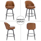 Swivel Bar Stools Set of 2, Counter Bar Chairs with Back and Metal Legs, Upholstered Barstools for Kitchen Island, Dining Room