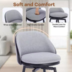 Swivel Bar Stools Set of 2, Counter Bar Chairs with Back and Metal Legs, Upholstered Barstools for Kitchen Island, Dining Room