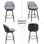 Swivel Bar Stools Set of 2, Counter Bar Chairs with Back and Metal Legs, Upholstered Barstools for Kitchen Island, Dining Room