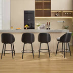 Swivel Bar Stools Set of 2, Counter Bar Chairs with Back and Metal Legs, Upholstered Barstools for Kitchen Island, Dining Room