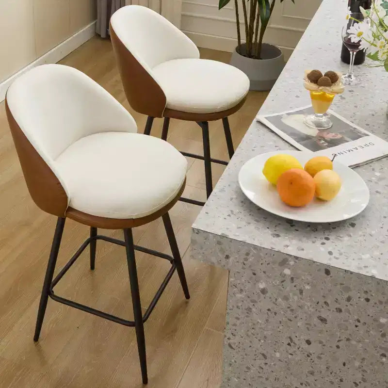 Swivel Bar Stools Set of 2, Counter Bar Chairs with Back and Metal Legs, Upholstered Barstools for Kitchen Island, Dining Room