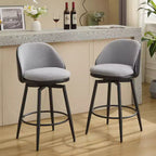 Swivel Bar Stools Set of 2, Counter Bar Chairs with Back and Metal Legs, Upholstered Barstools for Kitchen Island, Dining Room