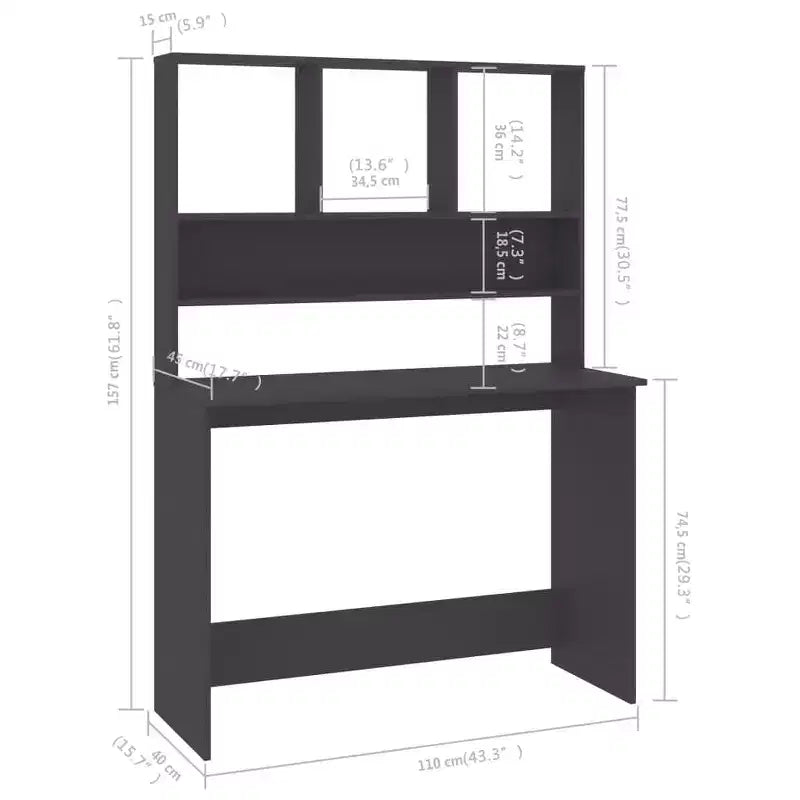 Escritorio gris madera diseñada Escritorio compacto Rectangular Moderno
