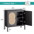 CuisinSmart Aparador de buffet de 31.5'' con mimbre de ratán, gabinete de cocina con 2 puertas de ratán, gabinetes de cocina para comedor y cocina