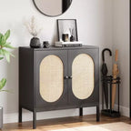 CuisinSmart Aparador de buffet de 31.5'' con mimbre de ratán, gabinete de cocina con 2 puertas de ratán, gabinetes de cocina para comedor y cocina