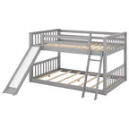 Okak 79.1IN Litera de tamaño matrimonial con tobogán convertible, Literas para niños con barandilla y escalera, Estructuras de cama para habitación infantil, sala de juegos, Gris
