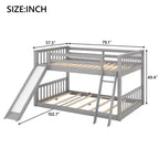 Okak 79.1IN Litera de tamaño matrimonial con tobogán convertible, Literas para niños con barandilla y escalera, Estructuras de cama para habitación infantil, sala de juegos, Gris