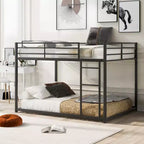 Okak 77.1IN Litera de Metal de Tamaño Completo, Cama Individual con Escalera y Barandilla de Seguridad, Literas para Niños para Dormitorio, Dormitorio, Negro