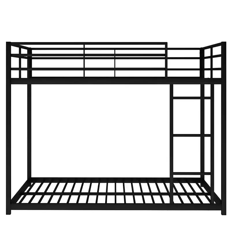 Okak 77.1IN Litera de Metal de Tamaño Completo, Cama Individual con Escalera y Barandilla de Seguridad, Literas para Niños para Dormitorio, Dormitorio, Negro