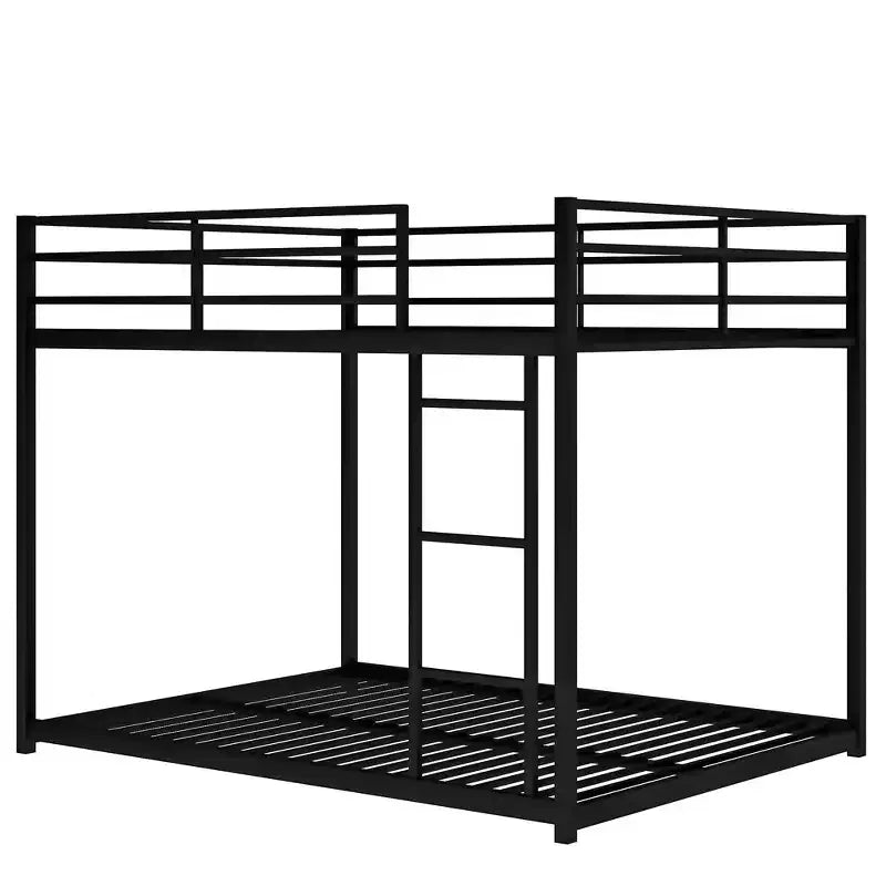 Okak 77.1IN Litera de Metal de Tamaño Completo, Cama Individual con Escalera y Barandilla de Seguridad, Literas para Niños para Dormitorio, Dormitorio, Negro