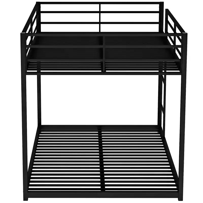 Okak 77.1IN Litera de Metal de Tamaño Completo, Cama Individual con Escalera y Barandilla de Seguridad, Literas para Niños para Dormitorio, Dormitorio, Negro
