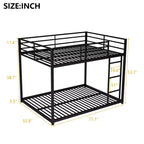 Okak 77.1IN Litera de Metal de Tamaño Completo, Cama Individual con Escalera y Barandilla de Seguridad, Literas para Niños para Dormitorio, Dormitorio, Negro