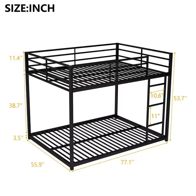 Okak 77.1IN Litera de Metal de Tamaño Completo, Cama Individual con Escalera y Barandilla de Seguridad, Literas para Niños para Dormitorio, Dormitorio, Negro
