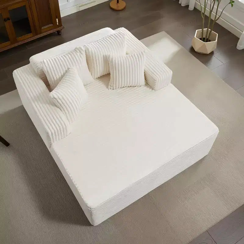 Oversized 61 Inch Chaise Lounge Chair Corduroy Upholstered Sofa with 4 Pillows