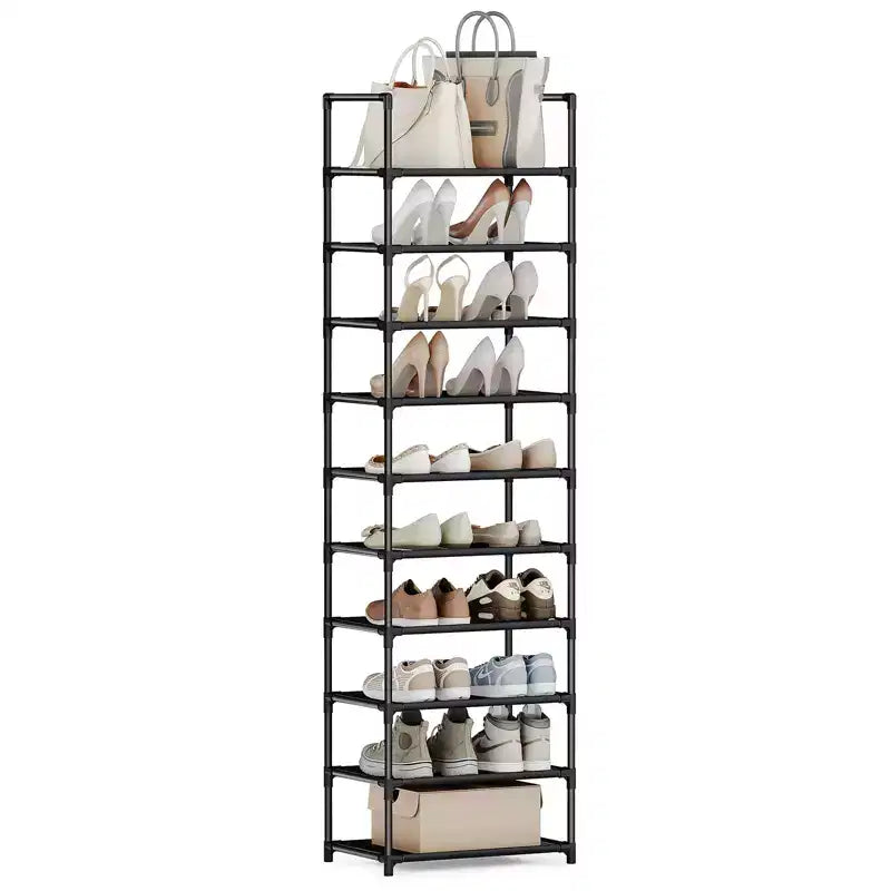 10-Tier Shoe Rack, Shoe Organizer, Shoe Racks for Closet, Metal Frame Shoe Shelf for Entryway, Tall Shoe Rack, Wide Shoe Racks, One Row