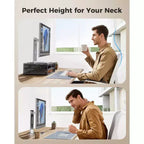 2 Tier Monitor Stand, Metal Monitor Riser with Drawer, Desk Organizer, Monitor Stand with Storage, Desktop Computer Stand for PC, Laptop, Printer