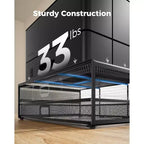 2 Tier Monitor Stand, Metal Monitor Riser with Drawer, Desk Organizer, Monitor Stand with Storage, Desktop Computer Stand for PC, Laptop, Printer