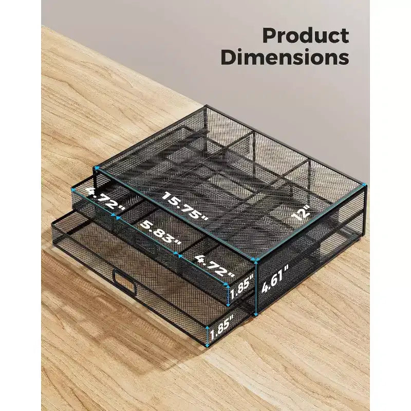 2 Tier Monitor Stand, Metal Monitor Riser with Drawer, Desk Organizer, Monitor Stand with Storage, Desktop Computer Stand for PC, Laptop, Printer