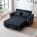 PexFix 3 in 1 Convertible Sleeper Sofa Bed Pull Out Couch Adjustable Backrest Velvet Loveseat Futon Sofa with Pillows for Living Room Apartment Black