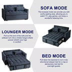 PexFix 3 in 1 Convertible Sleeper Sofa Bed Pull Out Couch Adjustable Backrest Velvet Loveseat Futon Sofa with Pillows for Living Room Apartment Black