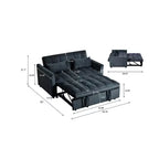 PexFix 3 in 1 Convertible Sleeper Sofa Bed Pull Out Couch Adjustable Backrest Velvet Loveseat Futon Sofa with Pillows for Living Room Apartment Black
