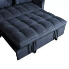 PexFix 3 in 1 Convertible Sleeper Sofa Bed Pull Out Couch Adjustable Backrest Velvet Loveseat Futon Sofa with Pillows for Living Room Apartment Black