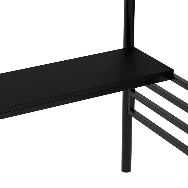 Cama alta de metal de alta resistencia con escritorio, cama alta individual con escaleras para dormitorio, habitación de estudiantes o de invitados, negra