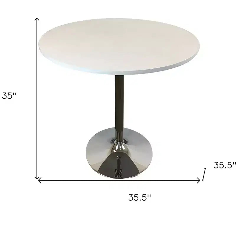 HomeRoots Mesa de comedor de 36 pulgadas con tapa redonda de madera negra y plateada y base de pedestal de metal