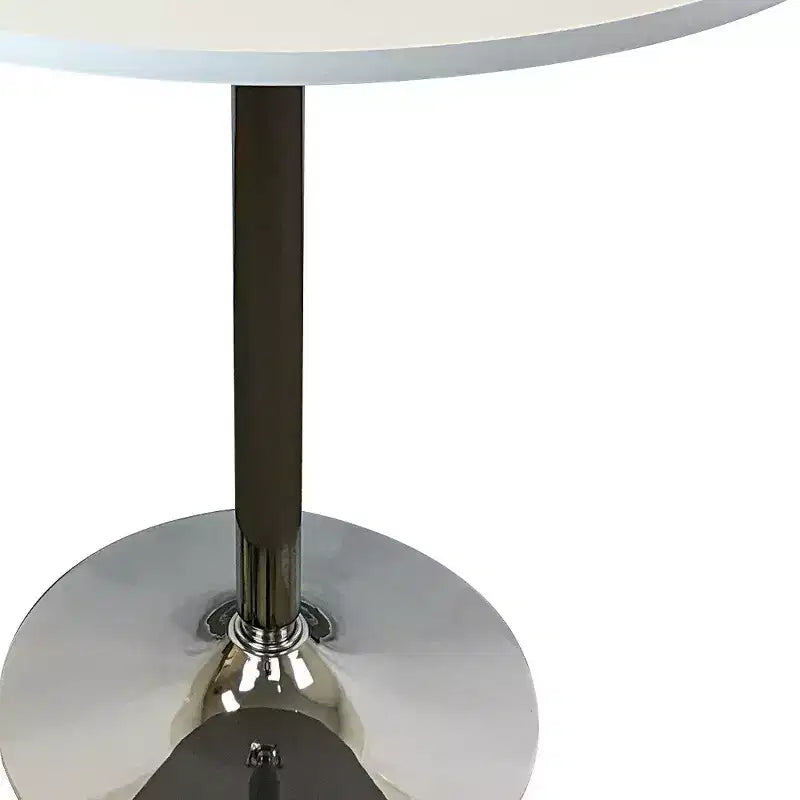 HomeRoots Mesa de comedor de 36 pulgadas con tapa redonda de madera negra y plateada y base de pedestal de metal