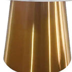 HomeRoots 54 Gray White and Gold Marble and Metal Pedestal Base Round Top Dining Table