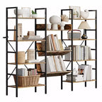 Bookshelf, 4-tier bookcase with 11 open display shelves, rustic industrial style bookshelf for bedroom, living room and home office