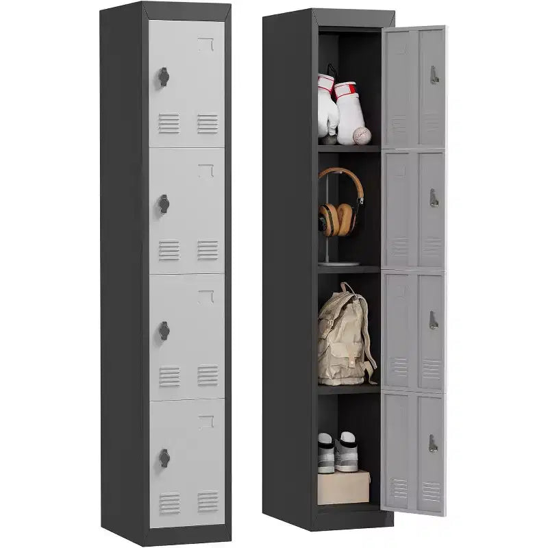 72 Inch Metal Storage Locker with 4 Lockable Doors, Heavy-Duty Steel Employee Locker for Office, Gym, Garage