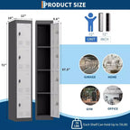 72 Inch Metal Storage Locker with 4 Lockable Doors, Heavy-Duty Steel Employee Locker for Office, Gym, Garage