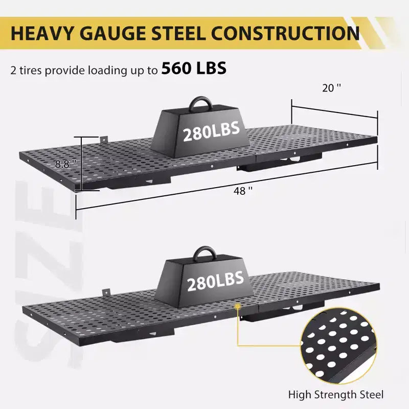 Storage Rack, 2 Pack 2x3ft Garage Wall Shelves, Garage Wall Shelving Wall Garage Storage Shelves Floating Wall Shelves, Wall Mounted 560lbs Capacity