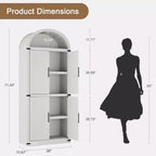 Arched Cabinet 71.6 Tall Kitchen Pantry, Farmhouse Storage Cabinet, Large Bookshelf with Doors, Arched Bookcase with Cabinets,5 Tier Kitchen Cabinets