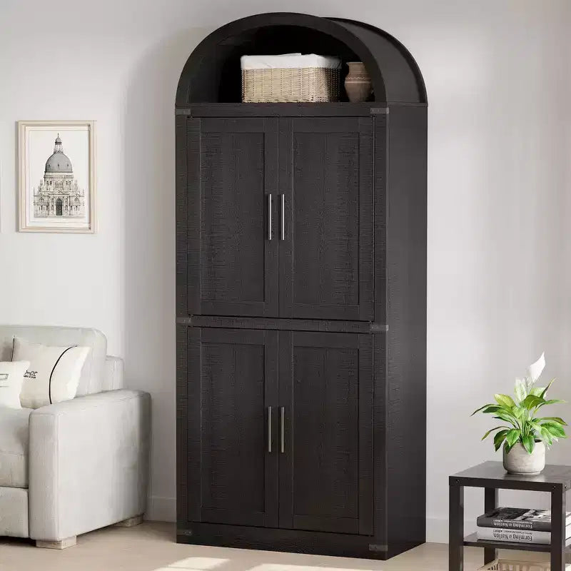 Arched Cabinet 71.6 Tall Kitchen Pantry, Farmhouse Storage Cabinet, Large Bookshelf with Doors, Arched Bookcase with Cabinets,5 Tier Kitchen Cabinets