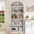 Arched Cabinet 71.6 Tall Kitchen Pantry, Farmhouse Storage Cabinet, Large Bookshelf with Doors, Arched Bookcase with Cabinets,5 Tier Kitchen Cabinets