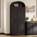 Arched Cabinet 71.6 Tall Kitchen Pantry, Farmhouse Storage Cabinet, Large Bookshelf with Doors, Arched Bookcase with Cabinets,5 Tier Kitchen Cabinets