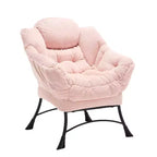 Homy Casa Modern Lounge Accent Chair with Ottoman and Side Pocket, Upholstered Reading Chair with Armrests for Living Room, Bedroom or Game Room