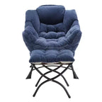Homy Casa Modern Lounge Accent Chair with Ottoman and Side Pocket, Upholstered Reading Chair with Armrests for Living Room, Bedroom or Game Room
