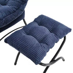 Homy Casa Modern Lounge Accent Chair with Ottoman and Side Pocket, Upholstered Reading Chair with Armrests for Living Room, Bedroom or Game Room