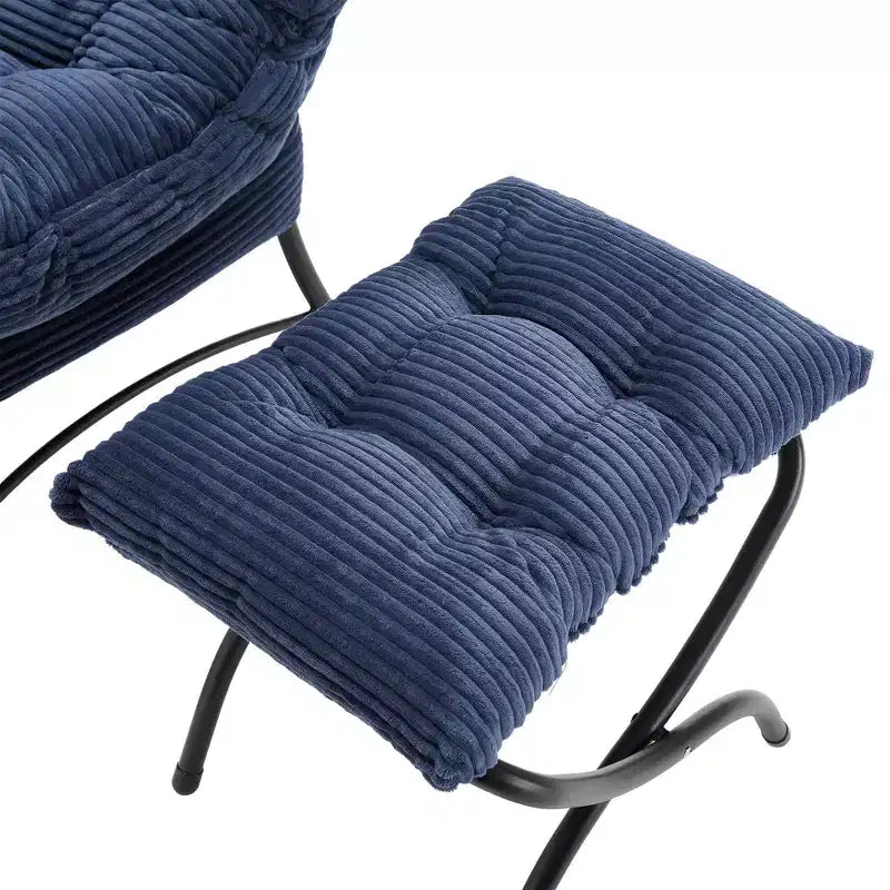 Homy Casa Modern Lounge Accent Chair with Ottoman and Side Pocket, Upholstered Reading Chair with Armrests for Living Room, Bedroom or Game Room