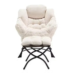 Homy Casa Modern Lounge Accent Chair with Ottoman and Side Pocket, Upholstered Reading Chair with Armrests for Living Room, Bedroom or Game Room